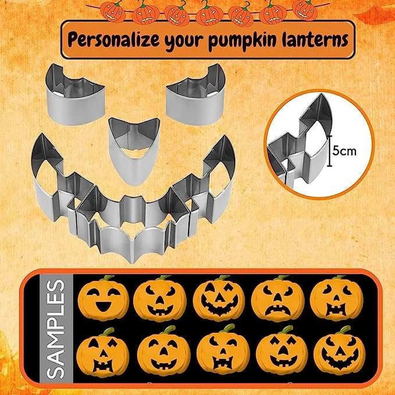 15 Pieces Halloween Pumpkin Carving Kit + Hammer, Professional Stainless Steel Carving Punchers Tools Set, Pumpkin Cutting Sculpting Tool for Halloween Decoration Jack-O-Lanterns - Image 4