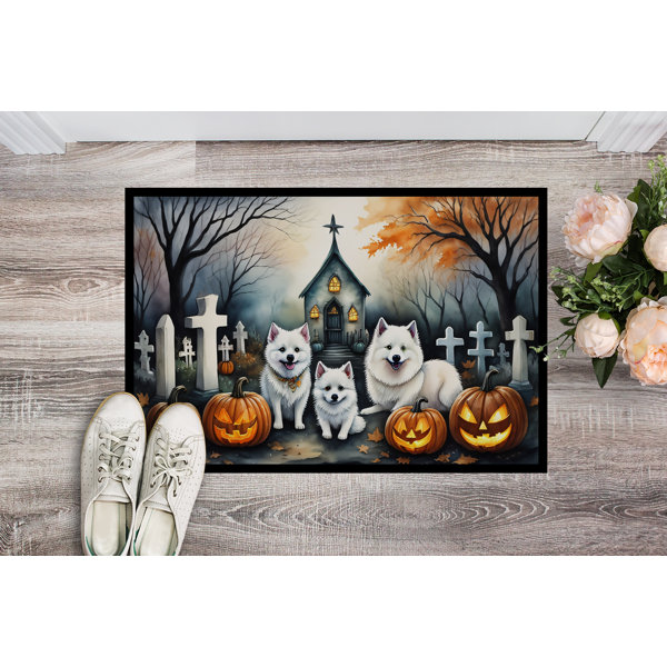Nyoka American Eskimo Spooky Non-Slip Indoor Outdoor Door Mat