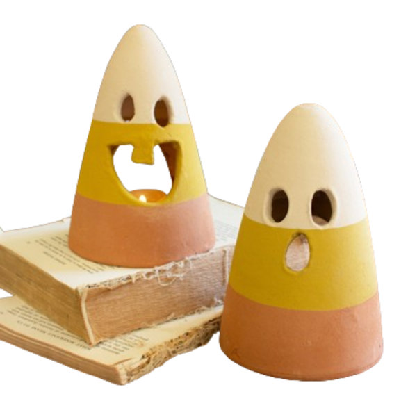 Candy Corn Lantern Set of 2 – 7″ Tall Fall Decor Lights