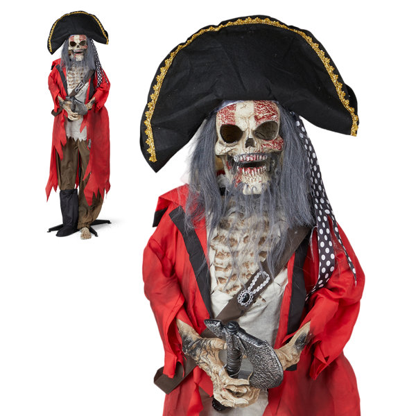 6.3FT Pirate Halloween Animatronics Talking Outdoor Decorations With Voice Control