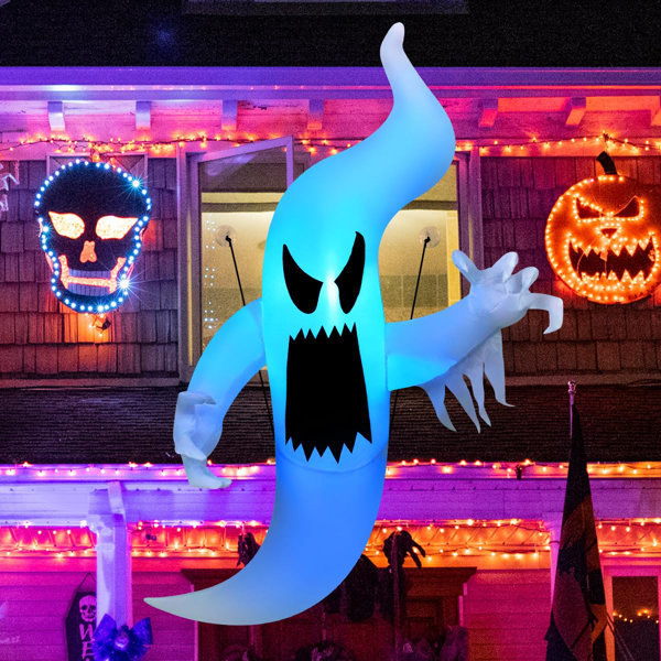 6 FT Hanging Halloween Inflatable Ghost with Built-in LED Lights