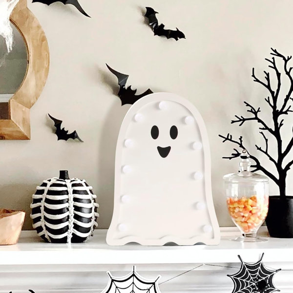 Halloween Decorations-Light Up Wooden Ghost-Handmade Ghost With Light For Halloween Decor Home Kitchen Mantel Tabletop Windowsill
