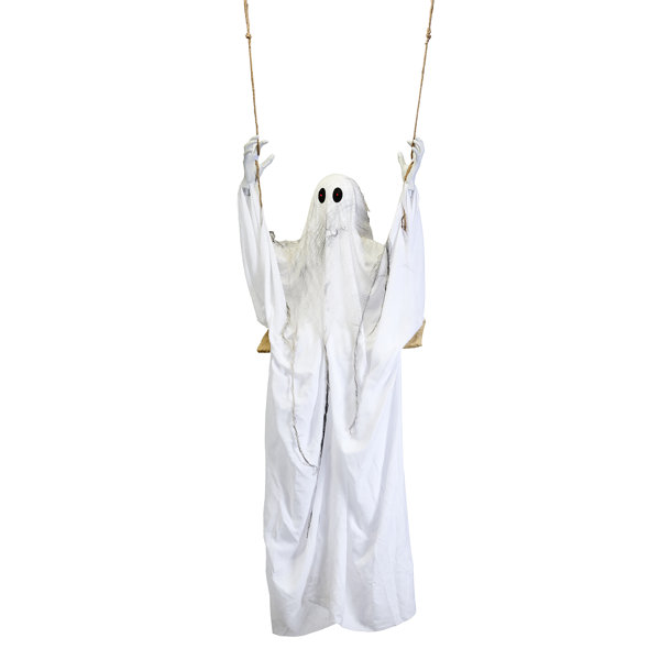 72″ Lifesize Hanging Halloween Animated Shaking Ghost on Swing