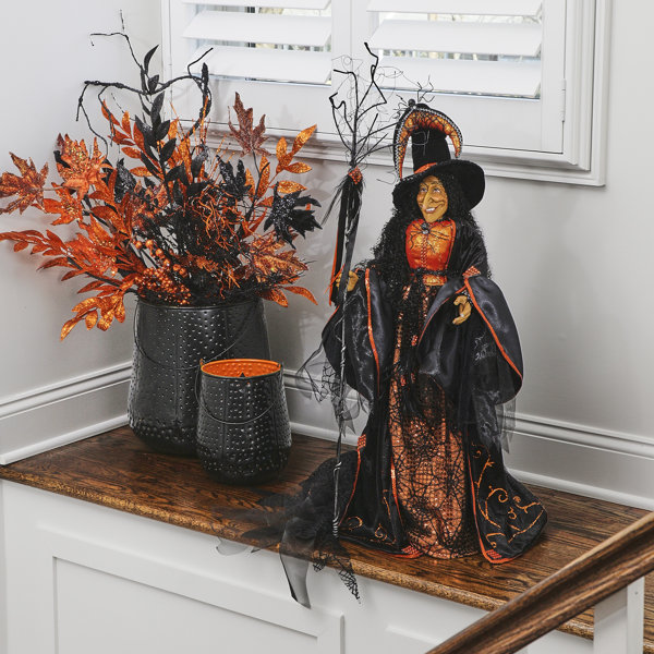 37″ Resin With Fabric Haunted Witch