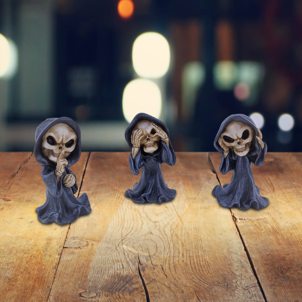 3.5″H 3-PC Grim Reaper Hear-No, See-No, Speak-No Evil Figurine Set