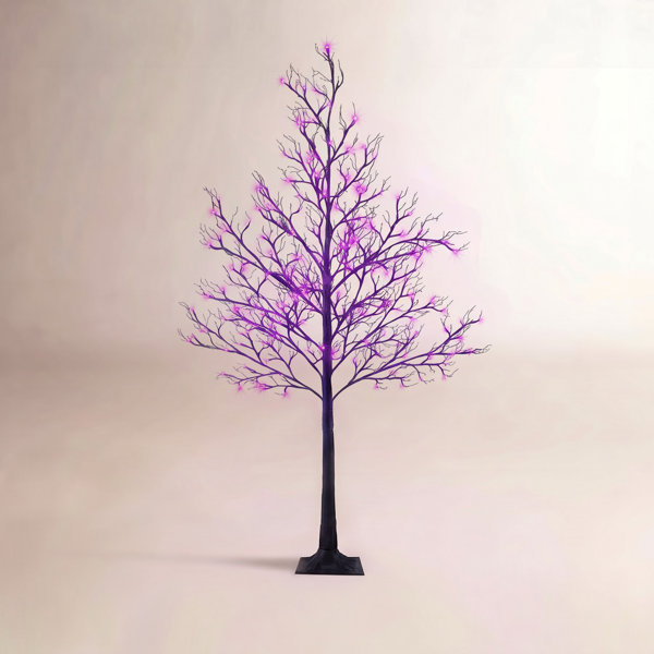 6′ Halloween Black Willow LED Tree