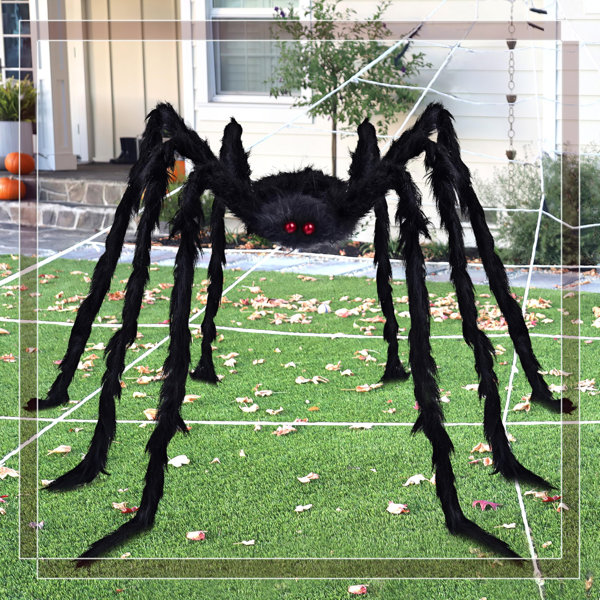 Large Halloween Spider Prop – Oversized Plush Design With Flexible Legs, Weatherproof For Outdoor Indoor Halloween Party Web Decor