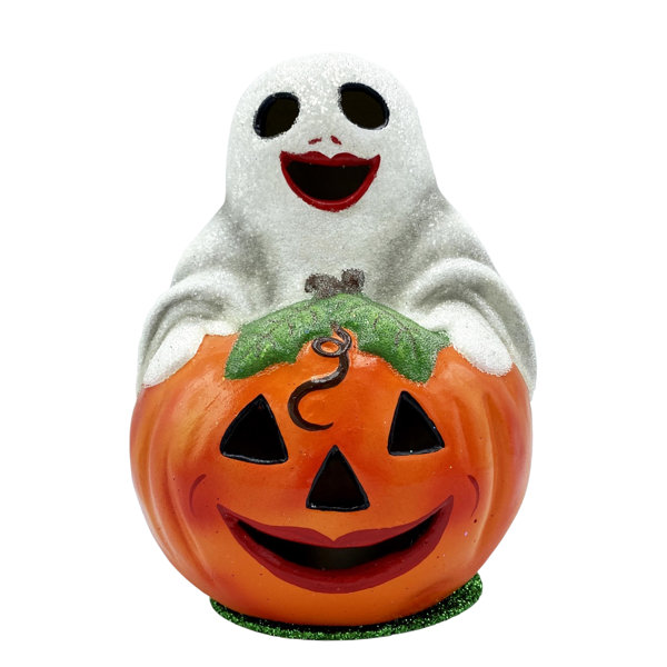 Paper Mache Candy Container Ghost Pumpkin Decoration