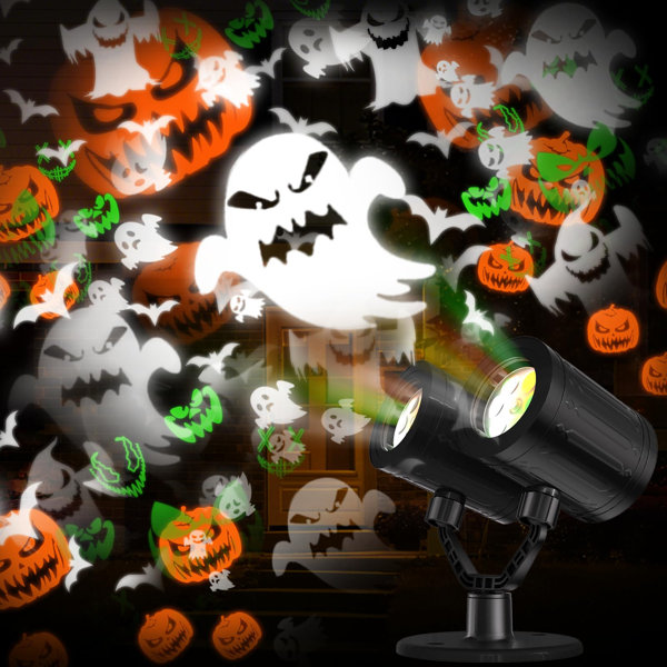 Lrious Halloween Projector Lights Outdoor Waterproof, Double Head Devil Ghost Projection With Timer For Halloween Decorations, Patio, Yard, House, Window, Wall