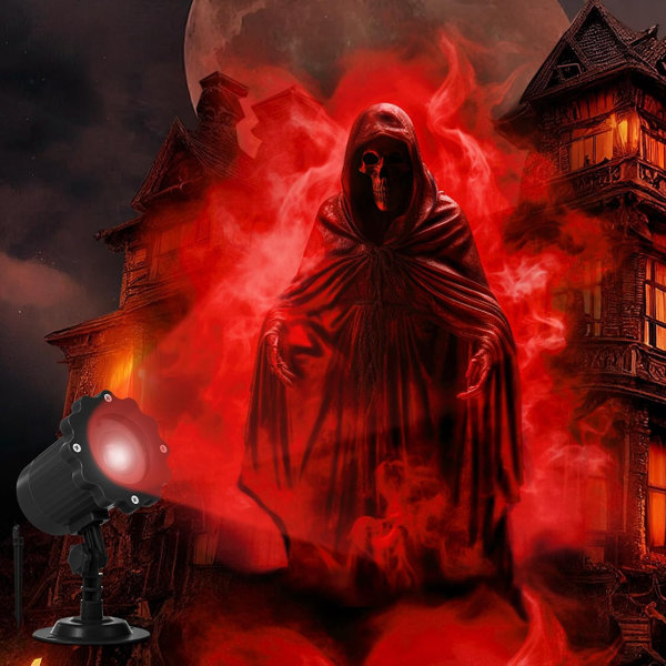 Halloween Projector Lights Outdoor Indoor, Dynamic Ghost & Skull Projection With Red LED, Waterproof Holiday Light For Yard, Garden, Window Halloween Decor
