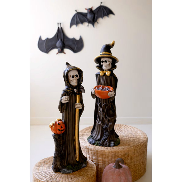 SET OF TWO POLY RESIN HALLOWEEN GRIM REAPERS