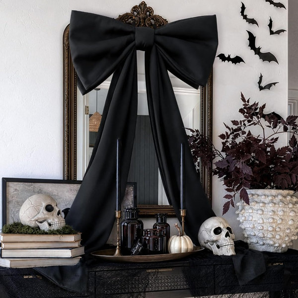 48″ x 24″ Giant Black Bow for Halloween Wall Mantle Front Door Window Kitchen Decor