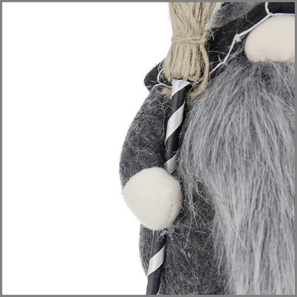 Set of 2, 6.3×4.3×25″ Fabric Sitting Black Gnome With Broomstick & Soft Legs, for Halloween Decor