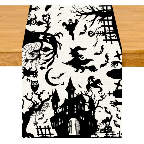 Halloween Bats Table Runner for Home Party Decorations Seasonal Winter Washable Kitchen Dining Table Decor for Birthday Party Coffee Table Family Dinners Holiday Wedding 13×72 Inch