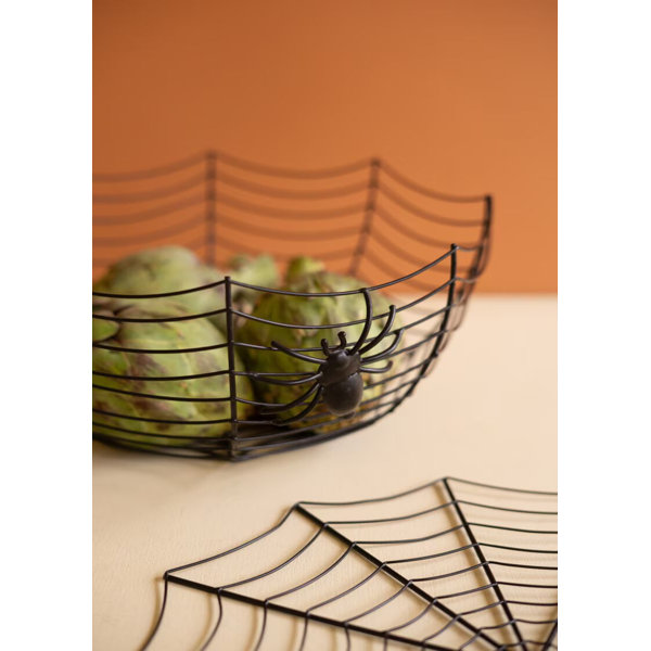 Halloween Bowl With Spider Wire Metal Design 5.5″ H Party And Tabletop Decor