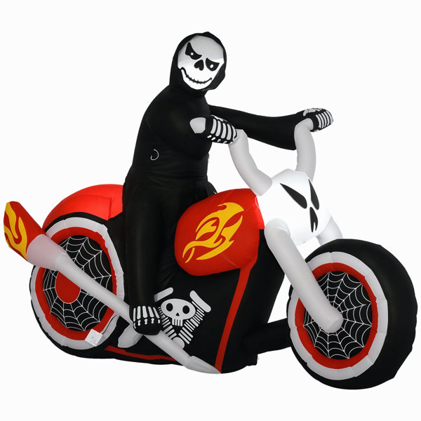 Halloween Inflatables Outdoor Decorations Grim Ghost Biker, Blow Up LED Yard Decor for Garden, Lawn, Party, Holiday, Waterproof