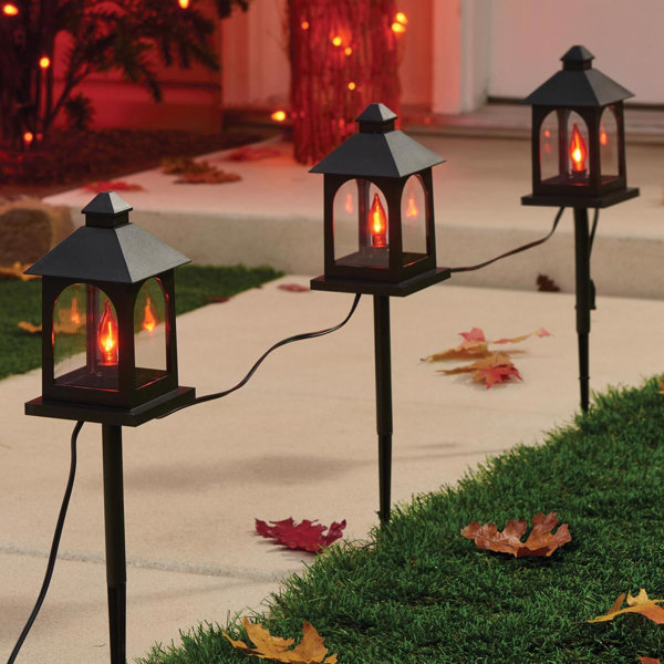 Orange 3 ct Incandescent Prelit Lantern Pathway Decor