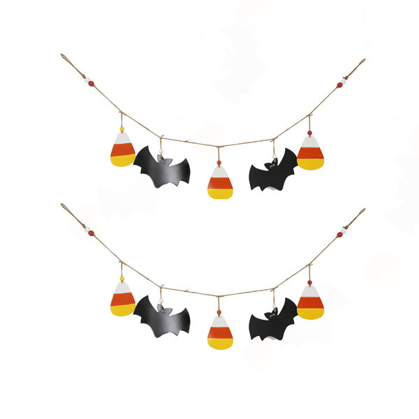 Set of 2 Halloween Garland 47.5×7 Inch Bat Cutout Wall Decor